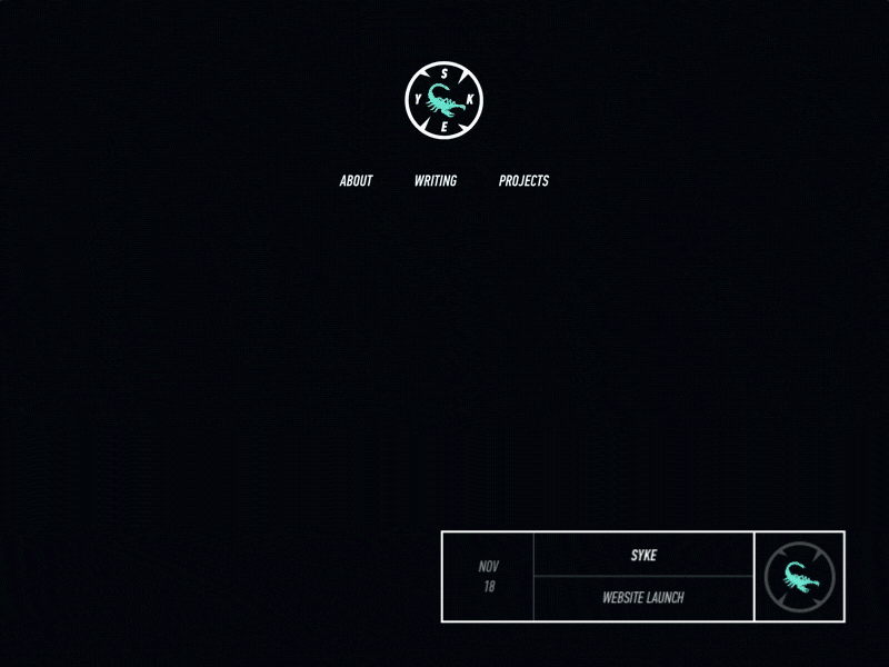 NOV 18: SYKE - Website Launch dark launch minimal personal brand simple web website