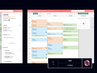 DEC 18: Slick - Calendar Screens booking calendar crm desktop minimal salon simple ui web web app website