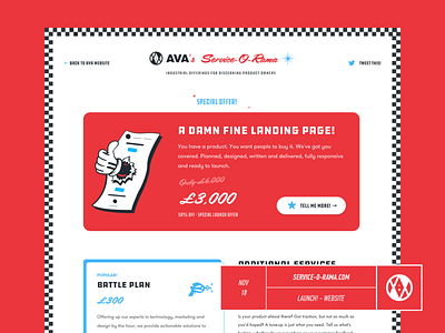 NOV 18: Service-O-Rama - NOW LIVE! - Website Preview branding continism design does anyone use tags flat launch red retro ui web whatever