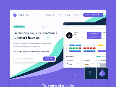 Pyrismic - Landing Page Preview 1 announcement branding bright coming soon creative design freelance illustration landing page logo product productivity saas startup tool web app website