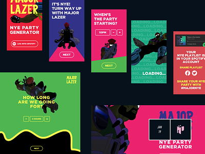 Throwback: Major Lazer - NYE '15 app design dj flat generator illustration major lazer mobile music new years nye playlist product spotify typography ui web