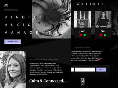 Mindful Music Management - Alternate Concept bold branding calm dark dark app design flat freelance management mindful minimal music simple typography web