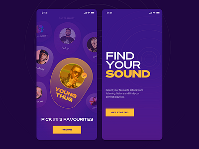 Playlist Finder Music App app artist branding design ios iphone music playlist product select simple splash ui