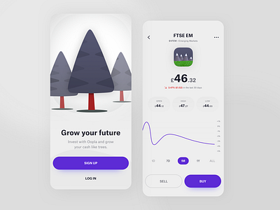 Investment App app banking chart daily fintech graph growth icons investment ios iphone money trees