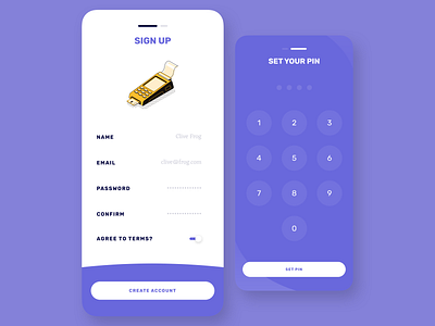 Banking UI Kit - Concept IV - Pt 3 app bank banking branding design fintech illustration investment ios iphone minimal money pin saving savings sign up ui