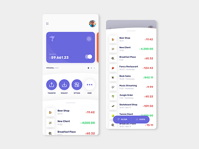 Banking UI Kit - Home + Transactions app bank banking branding card design finance fintech ios iphone product transactions ui ui kit ux