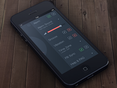 Tick Tock Settings alarm app blue button check boxes clock flat ios iphone minimalistic radio button red settings simple slider text ui