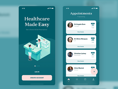 Healthcare Doctors Appointment App app appointment doctor doctors green health healthcare illustration ios iphone medical minimal product simple ui ux