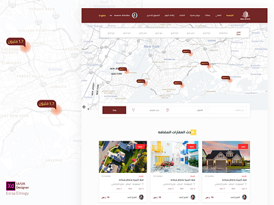 real estate - web ads design building design home locations map mark real estate red rent search sell ui ux website