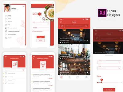 Food Places Search - Ui Design app branding design flat food ios menu red restaurant search table ui ux vector