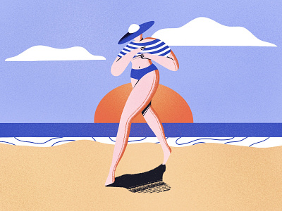 Beach time art beach character character design design girl illustration modern procreate sea summer vacation