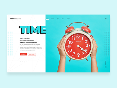 Time tracking soft app site. clock grid landing landing page software software company time management time tracker time tracking typography ui ux