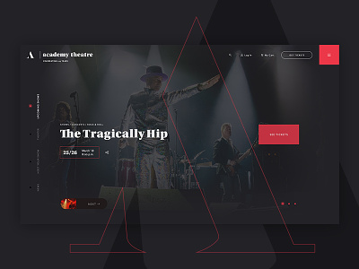 Academy Theater design full-screen live shows slider theater ticket ui ux website