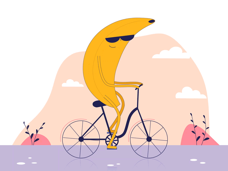Just a banana riding a bike after effects animation banana bike digital illustration