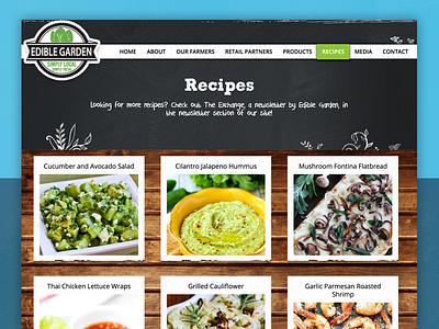 Recipe Page for Retail Produce Company chalk chalkboard listings paper recipes ux web website