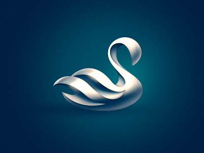 Swan abstract logo metall polish sign swan
