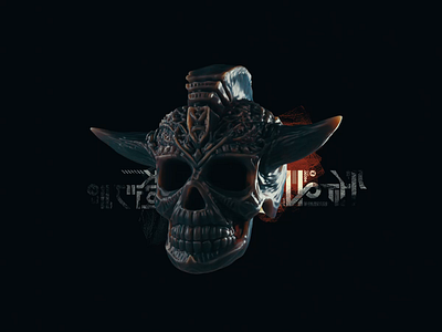 SR-03 3d animation abstract digital art skull