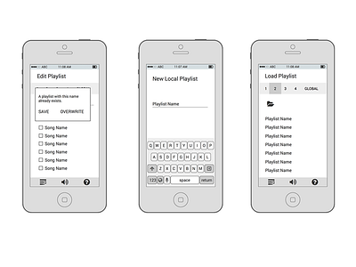 Music Player Wireframes