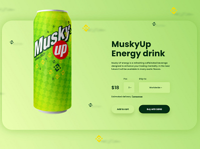 MuskyUp product page design 2d 2ddesign brand branding clean creative crypto design flat graphic design green interface minimal shop ui ux vector web website yellow