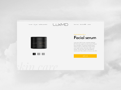 Skin care website UI concept