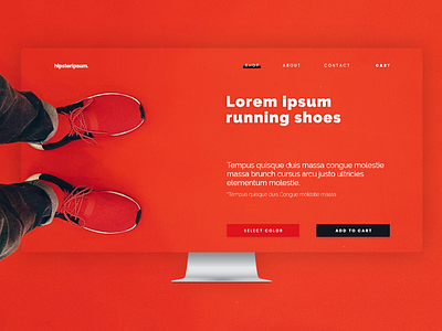 Running shoes product page concept agency branding clean design flat modern red shoes ui ux web