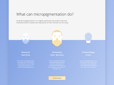 MicroSkalp redesign (home page) blue clean design flat minimal modern ui ux web yellow