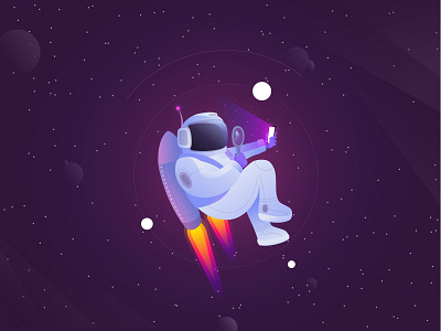 Exploring astronaut astronaut casino design explore galaxy gambling gradient illustration mobile planet space stars universe