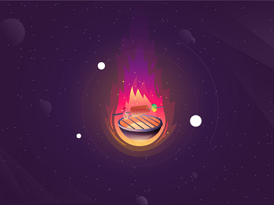 A hot comet adobe illustrator barbecue bbq casino design fire food galaxy gambling illustration planet space universe vector