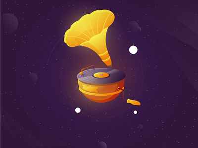 Spin that old classic design galaxy gambling gradient illustration music music player planet space spin stars universe vector