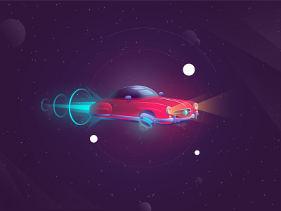 Space car branding cabrio car casino dark design illustration mercedes planet purple space stars universe
