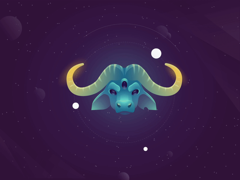 Alien buffalo angry animal buffalo bull casino design gambling illustration planet smoke space universe