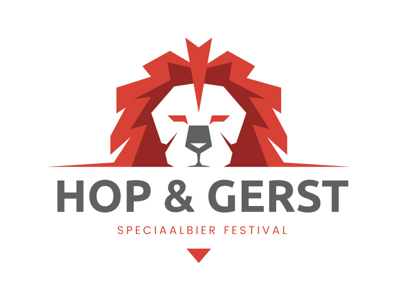 Logo Beer festival vector flat festival glass wine red shapes design logo drink beer lion