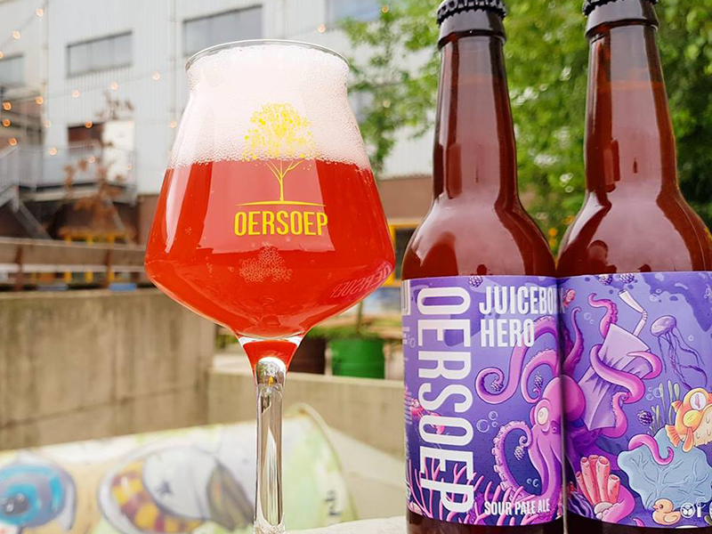 Juicebox Hero - Special Beer Label sunny vibe summer oersoep sea octopus illustration bottle glass label beer