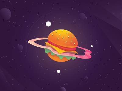 Who is hungry? adobe illustrator casino food gambling hamburger illustration planet space stars universe vector
