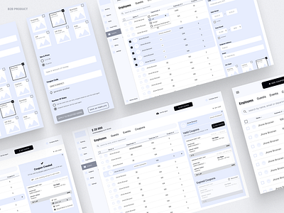 High fidelity Wireframes for responsive web. b2b spreadsheet table ux wireframe