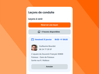 New Driving Lessons Dashboard on mobile app design car dashboard drive interface design lessons mobile app design mobile ui ornikar product design ui design