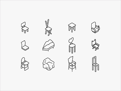 !f Istanbul Independent Film Festival - Illustrations black white cemilhan chair clean couch festival geometric icon illustration isometric minimal seat