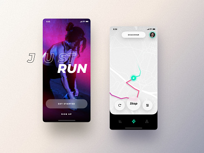 Running App app discovery minimalist running app simple visual design