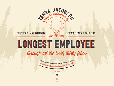 Longest Employee 7 badge design badge hunting badge type deer design forest hunting illustration logotype longest employee minnesota seven type typography vector wisconsin