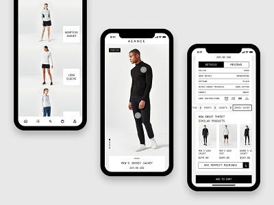 Aeance e-commerce app app black clean clothe design dribbble e-comerce fashion figma flat iphonex luxury luxury fashion minimal monospace sharp shopping app sport ui ux