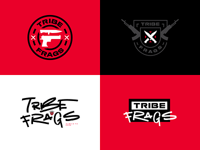 Tribe Frags Badges badge branding design gaming graphic design gun logo