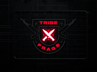 Tribe Frags neon sign 3d art direction branding gaming