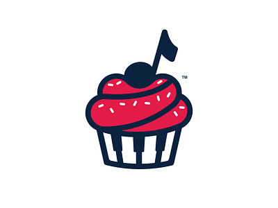 Musical Cupcake - Final branding cake cupcake keyboard keys logo music note red vector