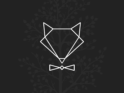 Fox black bow tie dark fox geometric logo minimal tree