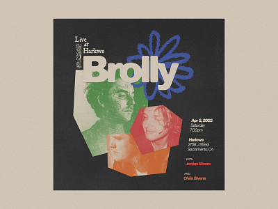 Brolly - Live at Harlows Poster concert design graphic design music poster