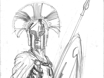 Spartan cheiftan anatomy ancient comic comic book hatching hellenistic history pencil sketch spartan