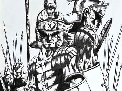 SPQR comic book gray scale high contrast markers pen and ink roman history