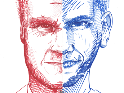 Rombama 2012 election barack obama blue comic book method mitt romney pen and ink politics red sharpie united states