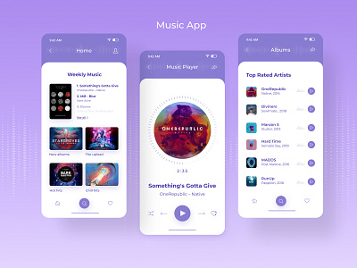 Music App app design figma flat minimal service typography ui ux web website