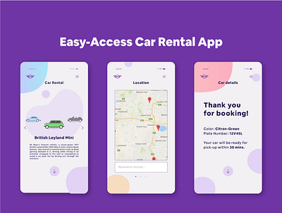 Mini's Easy-Access Car Rental APP app design flat illustrator minimal type typography ui ux vector